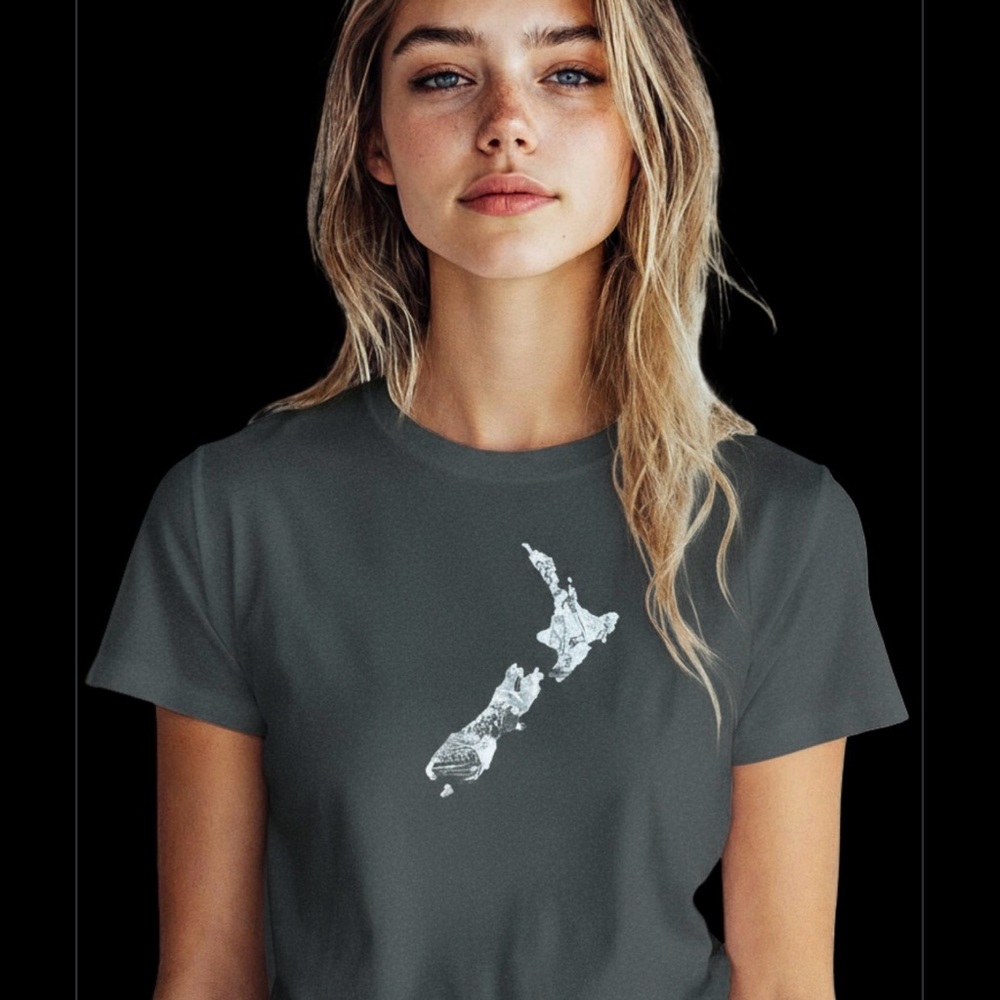 New Zealand  T-Shirt Motiv Design Print - Black & Gray Unisex Large !!!